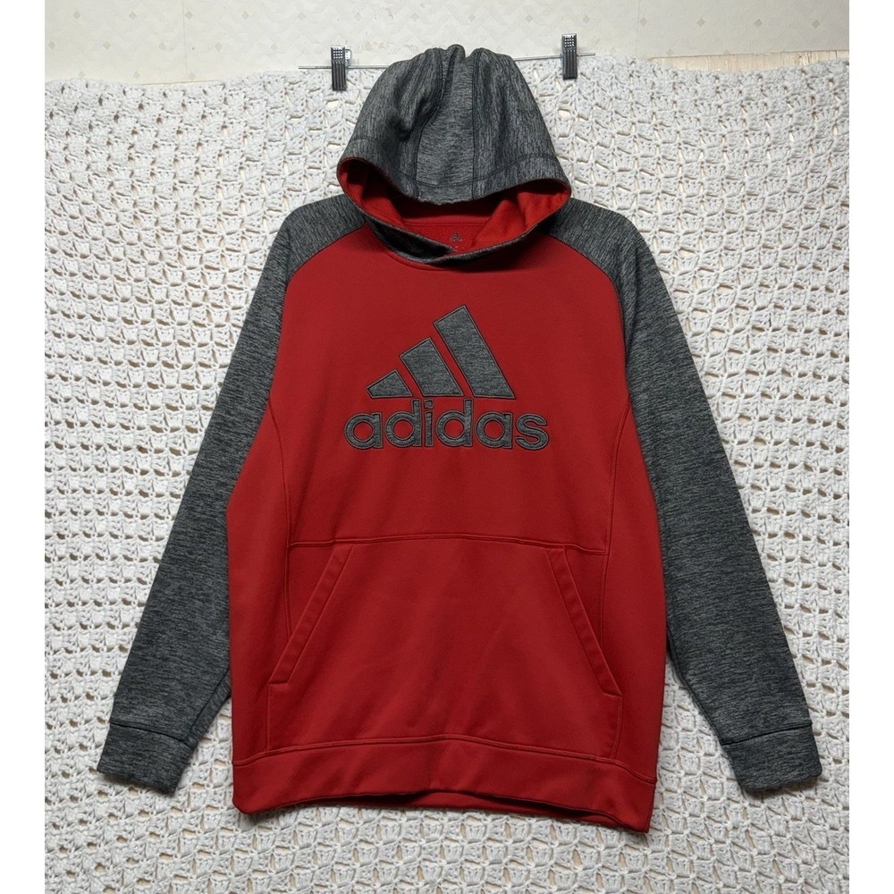 Adidas Hodie Jacket Mens Sz L Red Fleece Full Zip Warm Outdoor Sportswear